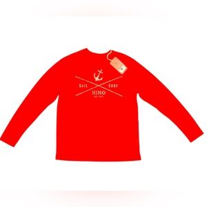HiHo Surf & Sun Unisex UPF 50+ Red Long Sleeve Shirt - UV Protection Sz S NEW